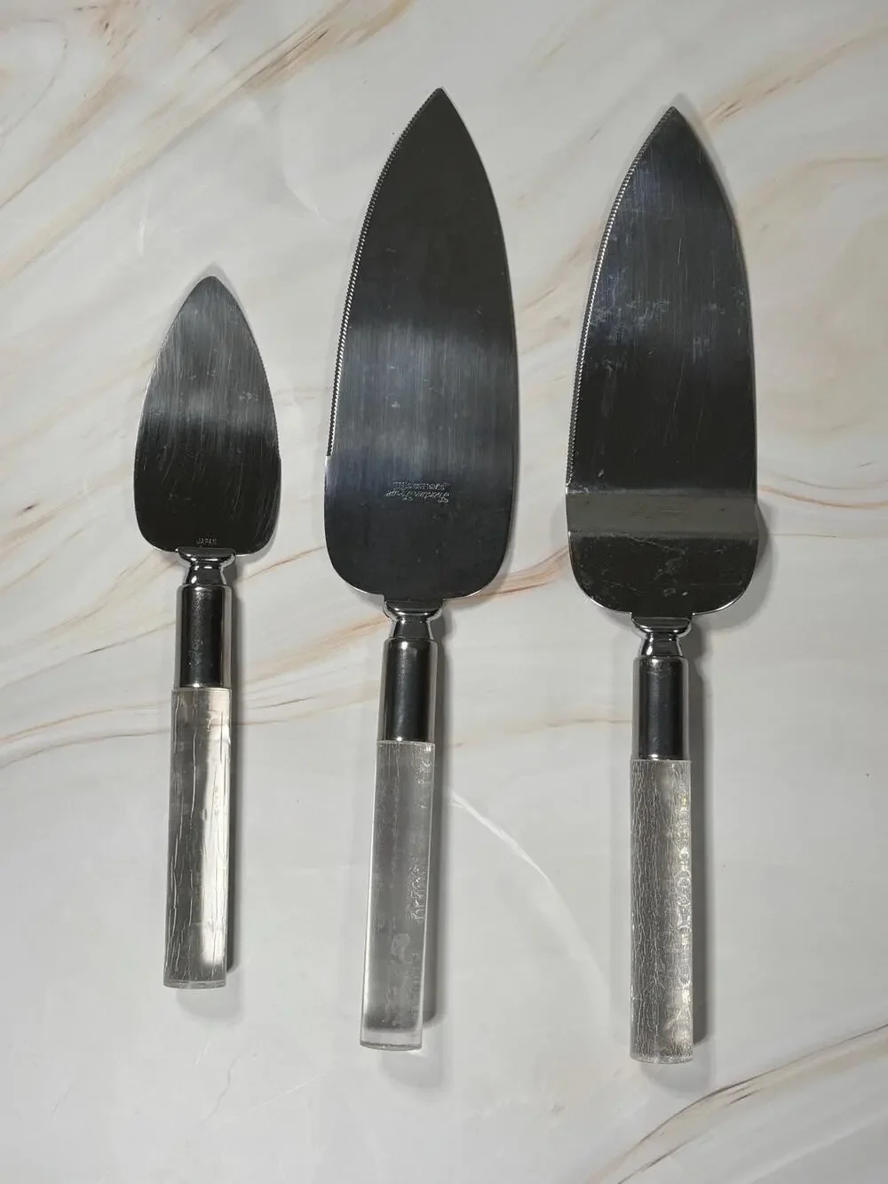Vintage Frontier Forge 3 Pc Hostess Serving Tools Lucite Handles Japan